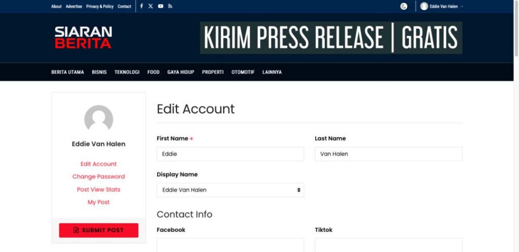 Edit Account – Siaran Berita