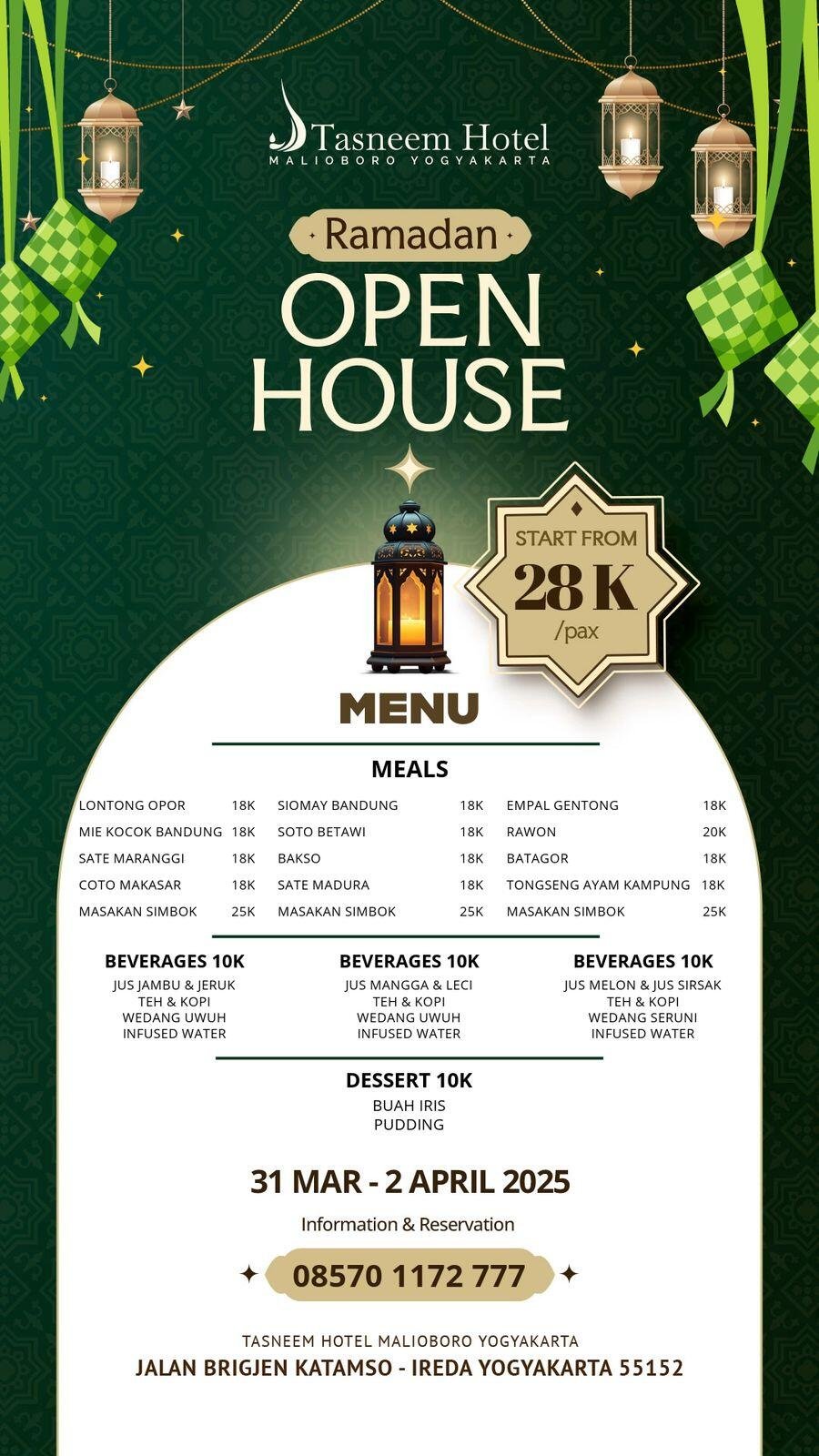 Menu Ramadan Open House di Tasneem Hotel Malioboro