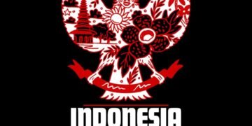 Merah dan Hitam Modern Indonesia Merdeka T Shirt