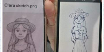 Kiri gambar hasil generatif AI dan kanan gambar manual dari pelaku untuk tugas arsir manual, Sabtu (26/4/2024)