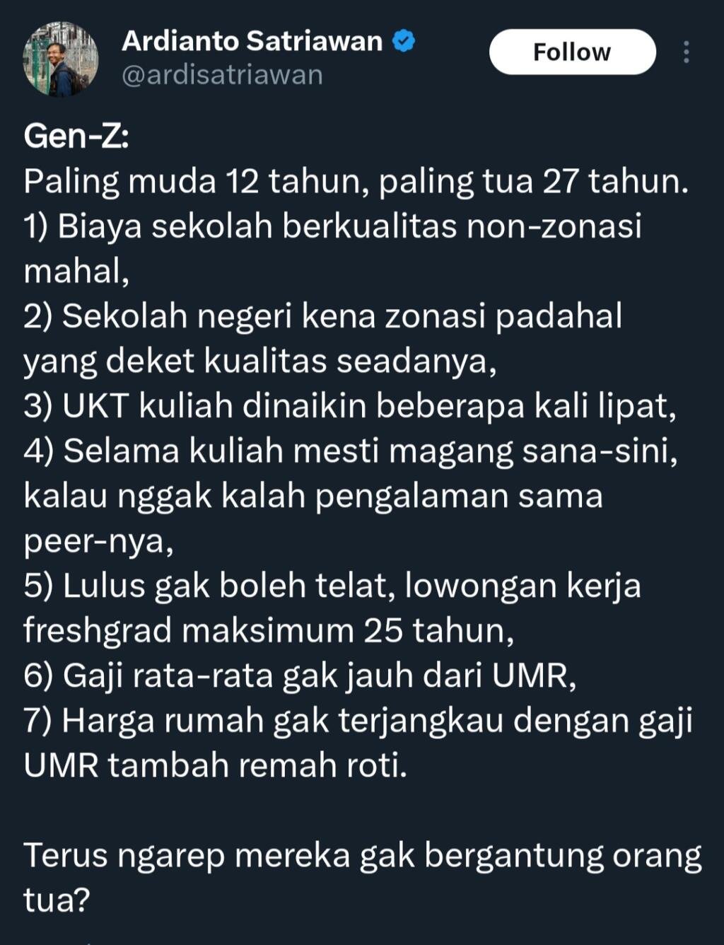 Realitas Gen Z di Tengah Tekanan Ekonomi dan Sosial 2 Screenshot 20250629 095451 X