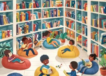 bookcase with children reading books room with book titled children 881299 84545