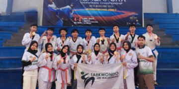 Tim Taekwondo UIN Walisongo usai raih 15 medali di Kejurnas Kemenpora 2025, Magelang. (Dok. Taekwondo UIN Walisongo)