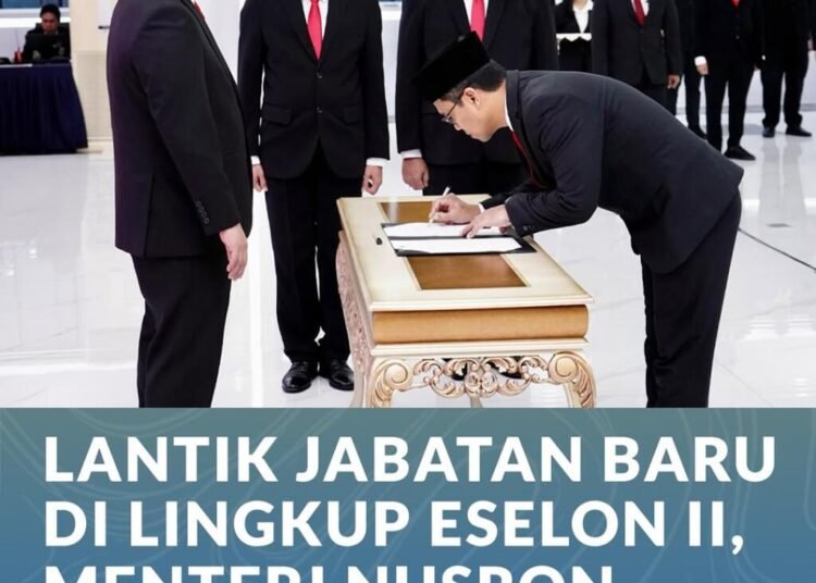Pelantikan Jabatan Baru di Lingkup Eselon II 1 Menteri Agraria dan Tata Ruang Kepala Badan Pertanahan Nasional ATR BPN Nusron Wahid melanti