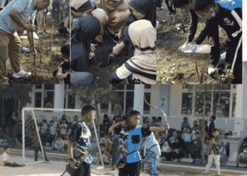 Kegiatan menanam pohon dan demonstrasi ekstrakulikuler memanah