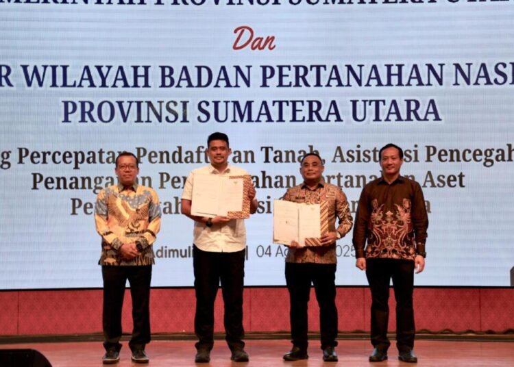 Penandatanganan Nota Kesepakatan Bersama, Pemprov sumut dan BPN Sumut dalam Percepatan Pendaftaran Tanah Aset 1 WhatsApp Image 2025 08 05 at 11.26.23