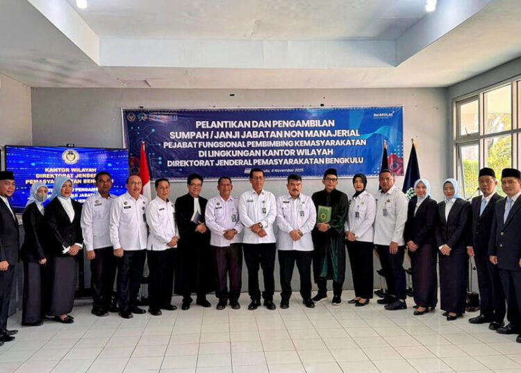 Lapas Bengkulu, Pejabat Fungsional, Pembimbing Kemasyarakatan, Kanwil Ditjenpas Bengkulu, Kemenkumham Bengkulu, Supian Natalis, ASN Pemasyarakatan, Pengambilan Sumpah, Pelantikan Pejabat, Pembinaan Narapidana