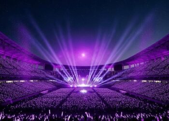 Konser K-Pop dengan ribuan penonton di stadion