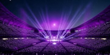 Konser K-Pop dengan ribuan penonton di stadion
