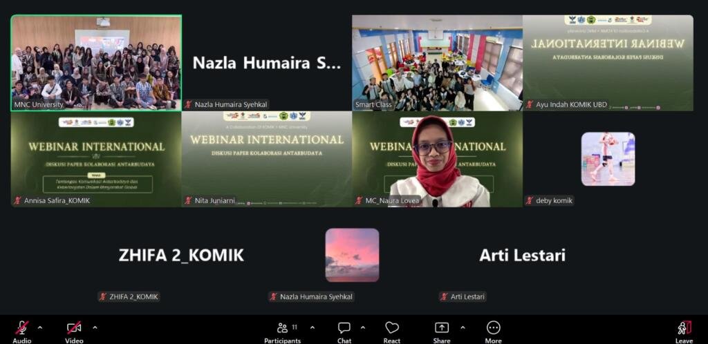 Dari Culture Shock ke Culture Connect: MNC University dan UBD Hadirkan Webinternasional soal Komunikasi Antarbudaya 7 Webinar Internasional dan Diskusi Paper Kolaborasi Antarbudaya hasil kolaborasi antara Korps Mahasiswa Ilmu Komunikasi Universitas Bina Darma dan MNC University dibawah bimbingan Dr. Desy Misnawati, S.Sos, M.I.Kom saat sedang berlangsung. (Foto-Istimewa)