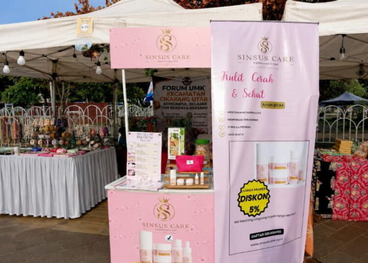 Sinsus Care hadir di bazar UMKM, memperkenalkan skincare lokal berkualitas dan aman BPOM.