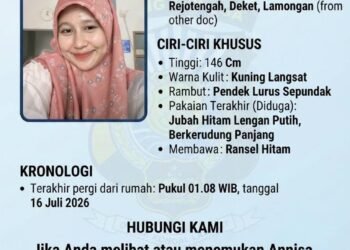 Hilang Sejak Dini Hari Kamis, Mahasiswi Annisa Ayu Fitri Asal Deket Lamongan Dicari Keluarga 1 FB IMG 1784371563817