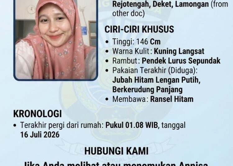 Hilang Sejak Dini Hari Kamis, Mahasiswi Annisa Ayu Fitri Asal Deket Lamongan Dicari Keluarga 5 FB IMG 1784371563817