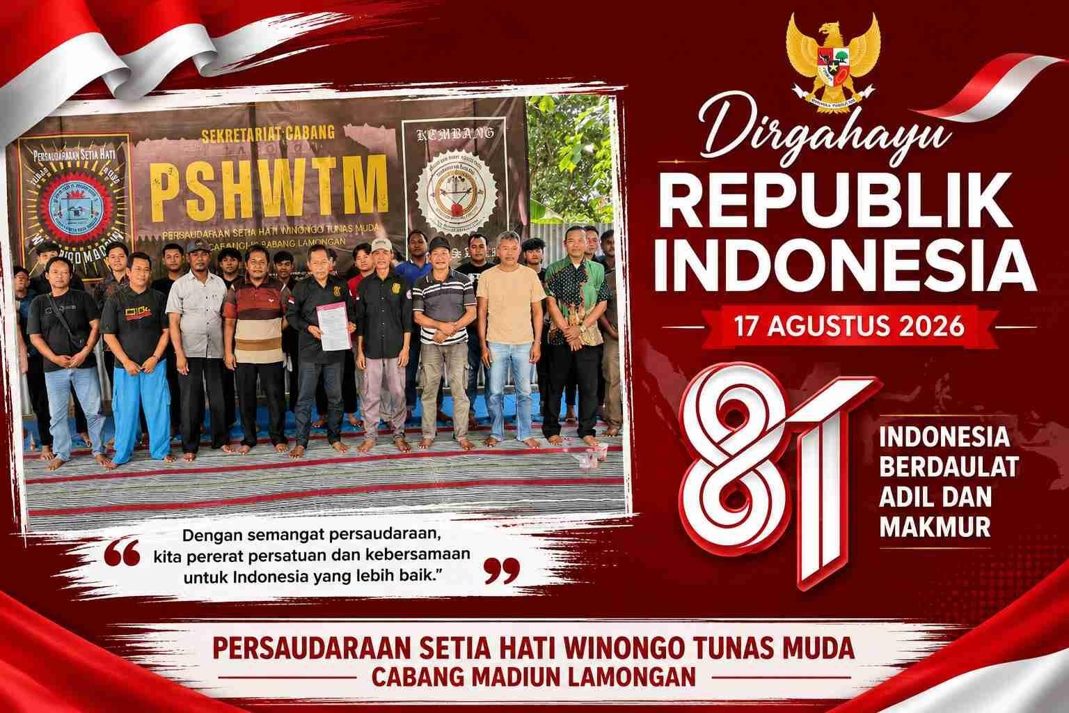 "Berdaulat, Adil, Makmur": PSHW Tunas Muda Cabang Lamongan Tegaskan Peran Pendekar Pembawa Kebaikan di Bumi Megilan Jelang HUT RI ke-81 9 1000353809 kompres