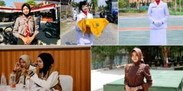 Namira Shafa Nurhidayah, pelajar berprestasi asal Sumberrejo, Bojonegoro, saat bertugas dalam salah satu kegiatan kepramukaan.