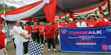 Lapas Bengkulu, HUT ke-81 RI, HUT Kemerdekaan RI, Hari Kemerdekaan Indonesia, Fun Walk, Senam Bersama, Kanwil Ditjenpas Bengkulu