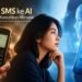 Dari SMS ke AI, Evolusi Komunikasi Manusia 17 Ilustrasi seorang perempuan diantara SMS dan AI dalam dunia digital (Generate AI)
