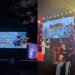 Aksi panggung Awal Miracle saat menampilkan atraksi debus yang memukau penonton dalam ajang Pekan Raya Pemuda Sulsel & Tudang Sipulung 2026 di Taman Pakui Sayang, Makassar.