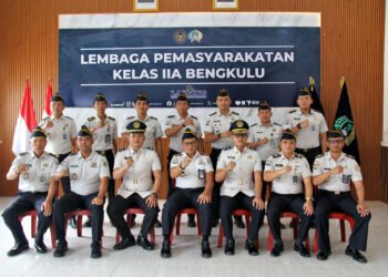 Lapas Bengkulu, Lapas Kelas IIA Bengkulu, kenaikan pangkat pegawai, penyematan kenaikan pangkat, Julianto Budhi Prasetyono, Hilmawan Indra Waskito, Yobi Saputra